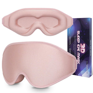 3D Contoured Memory Foam Sleep Mask – 100% Light Blocking Eye Mask with Adjustable Strap for Restful Sleep, Travel & Relaxation