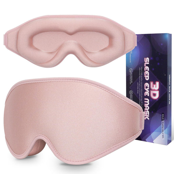3D Contoured Memory Foam Sleep Mask – 100% Light Blocking Eye Mask with Adjustable Strap for Restful Sleep, Travel & Relaxation