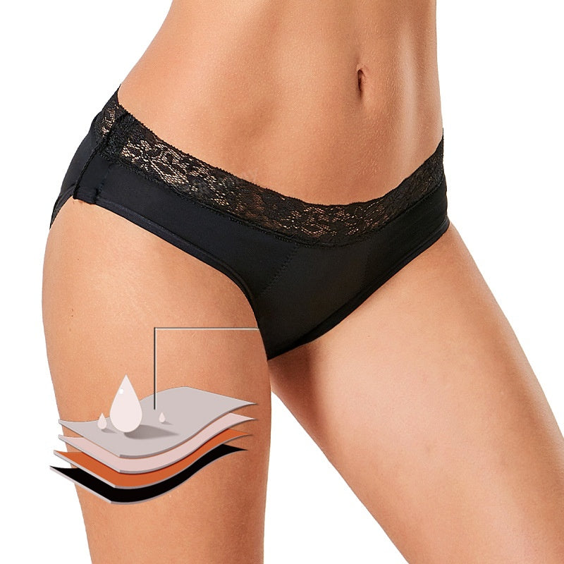 Lace Leak-Proof Menstrual Underwear - 4-Layer Absorbent Period Panties with Detachable Button Design (S - 4XL)