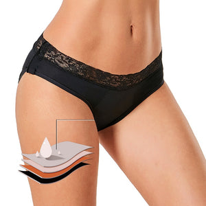 Lace Leak-Proof Menstrual Underwear - 4-Layer Absorbent Period Panties with Detachable Button Design (S - 4XL)