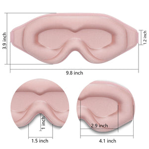 3D Contoured Memory Foam Sleep Mask – 100% Light Blocking Eye Mask with Adjustable Strap for Restful Sleep, Travel & Relaxation