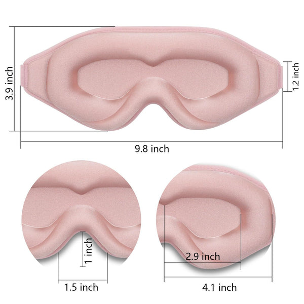 3D Contoured Memory Foam Sleep Mask – 100% Light Blocking Eye Mask with Adjustable Strap for Restful Sleep, Travel & Relaxation