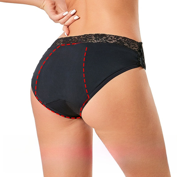 Lace Leak-Proof Menstrual Underwear - 4-Layer Absorbent Period Panties with Detachable Button Design (S - 4XL)