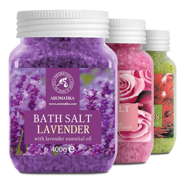 Aromatherapy Bath Salt Trio — Lavender, Rose & Eucalyptus Blend for Relaxation, Soothing Aroma & Home Spa Rituals (42 oz)